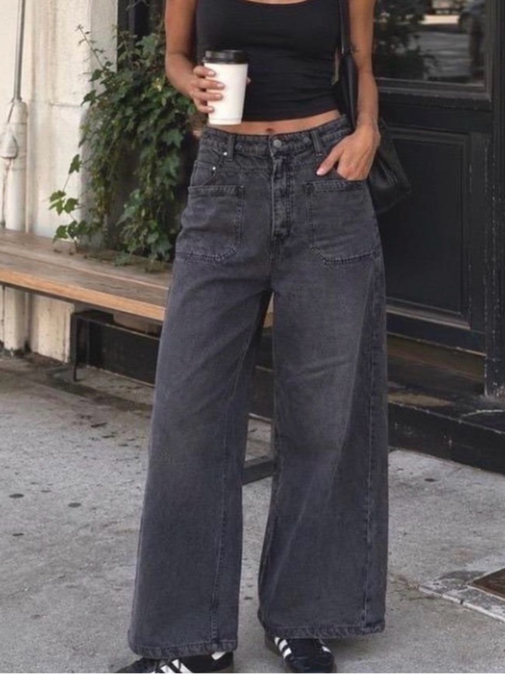 We The Free Women's Black Flare Wide Leg Jeans